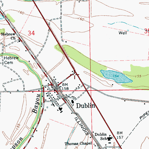 Topographic Map of Dublin Post Office, MS