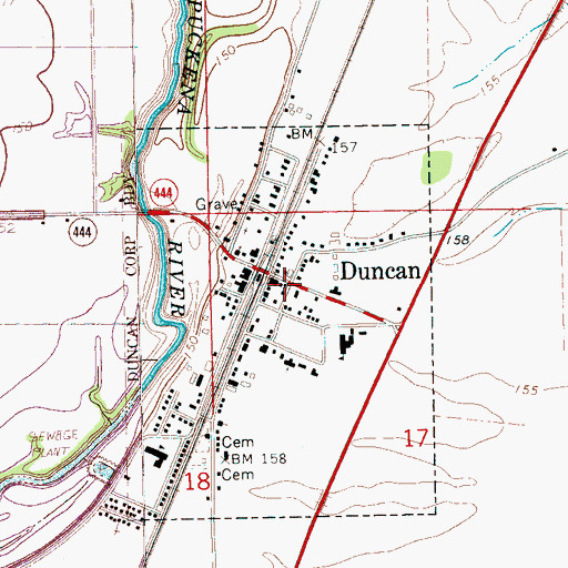 Topographic Map of Duncan Post Office, MS