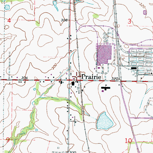 Topographic Map of Prairie Post Office, MS