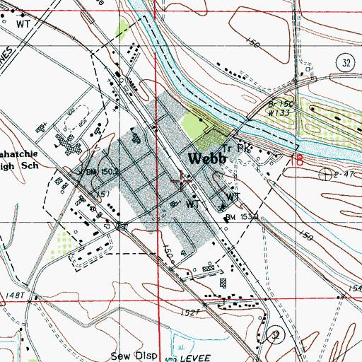 Topographic Map of Webb Post Office, MS
