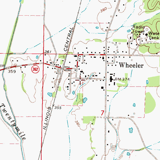 Topographic Map of Wheeler Post Office, MS