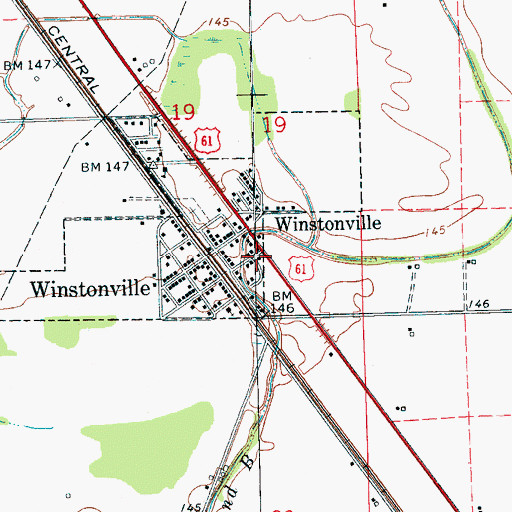 Topographic Map of Winstonville Post Office, MS