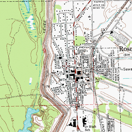 Topographic Map of Rosedale Post Office, MS