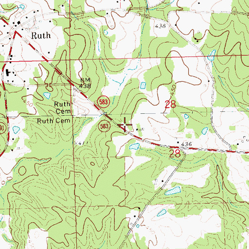 Topographic Map of Ruth Post Office, MS