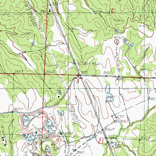 Topographic Map of Scobey Post Office, MS