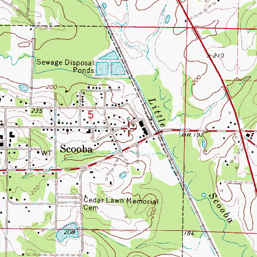 Topographic Map of Scooba Post Office, MS