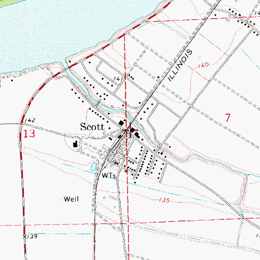 Topographic Map of Scott Post Office, MS