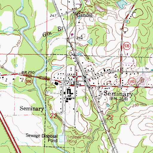 Topographic Map of Seminary Post Office, MS