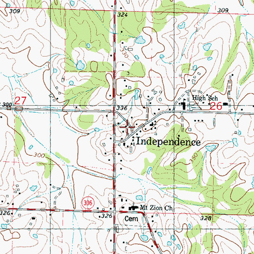 Topographic Map of Independence Post Office, MS