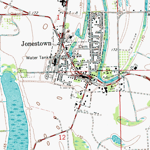 Topographic Map of Jonestown Post Office, MS