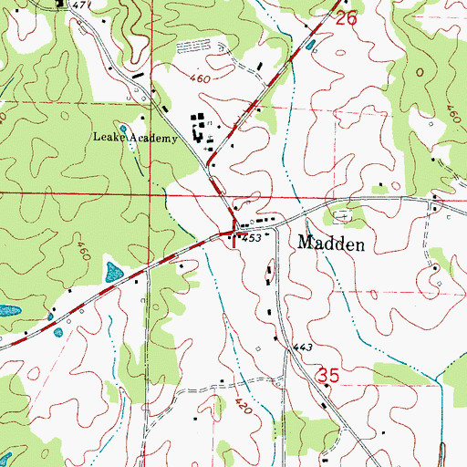 Topographic Map of Madden Post Office, MS