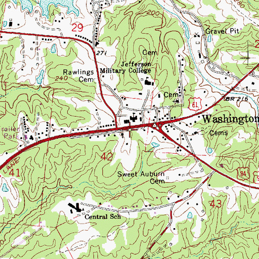 Topographic Map of Washington Post Office, MS