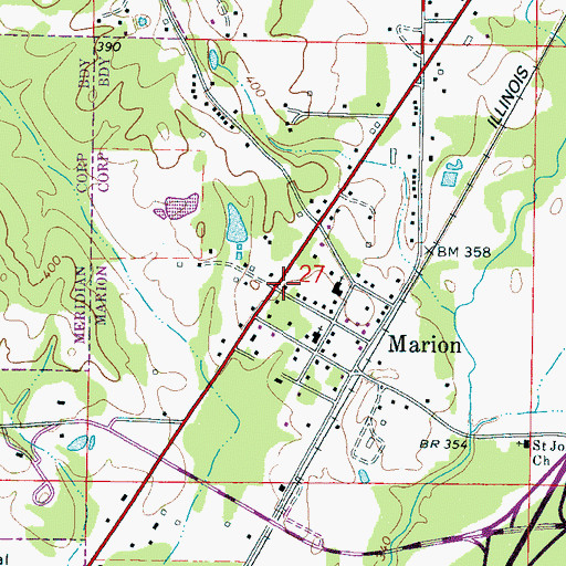 Topographic Map of Marion Post Office, MS