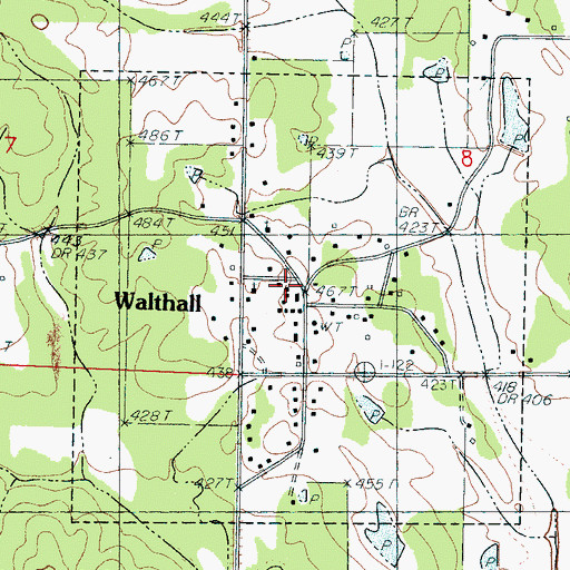 Topographic Map of Walthall Post Office, MS