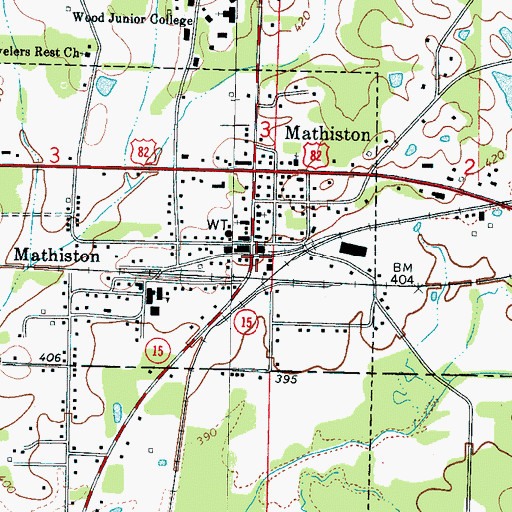 Topographic Map of Mathiston Post Office, MS