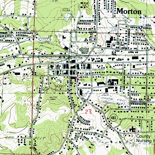 Topographic Map of Morton Post Office, MS