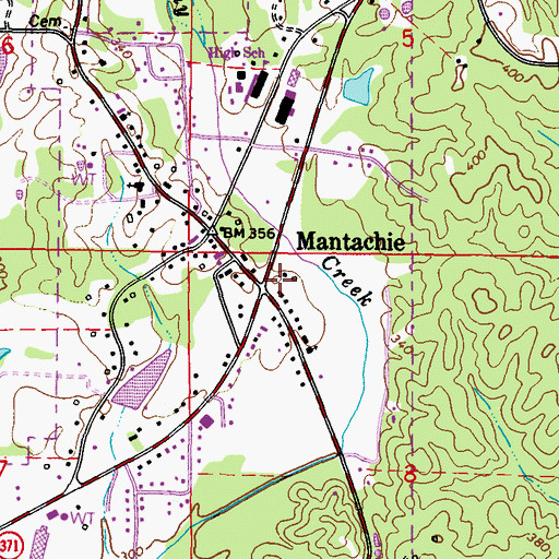 Topographic Map of Mantachie Post Office, MS