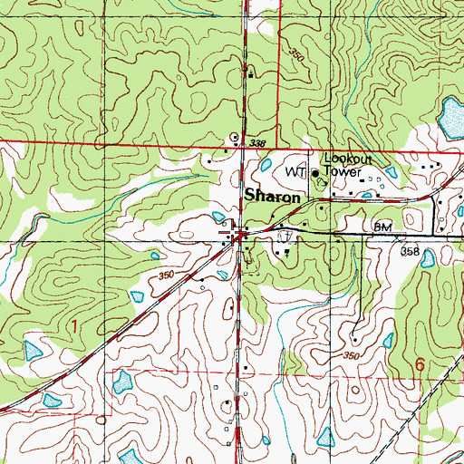 Topographic Map of Sharon Post Office, MS