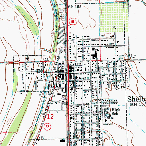 Topographic Map of Shelby Post Office, MS