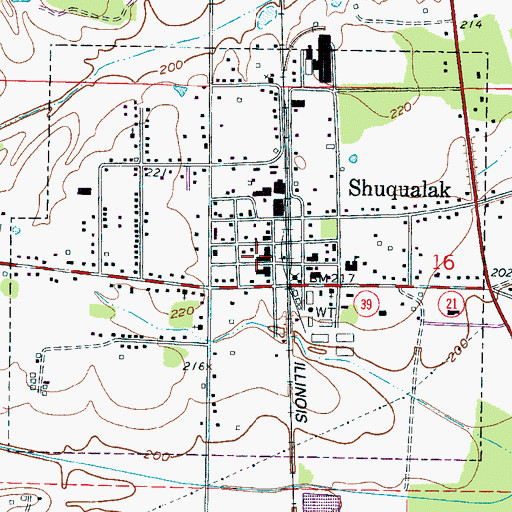 Topographic Map of Shuqualak Post Office, MS