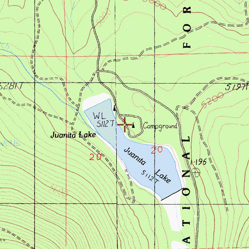 Topographic Map of Juanita Lake Campground, CA