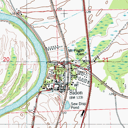 Topographic Map of Sidon Post Office, MS