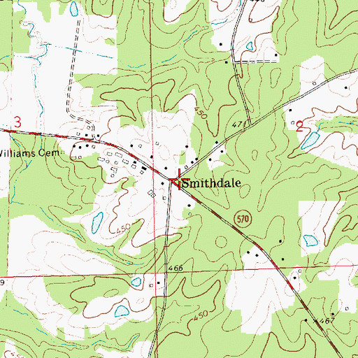Topographic Map of Smithdale Post Office, MS