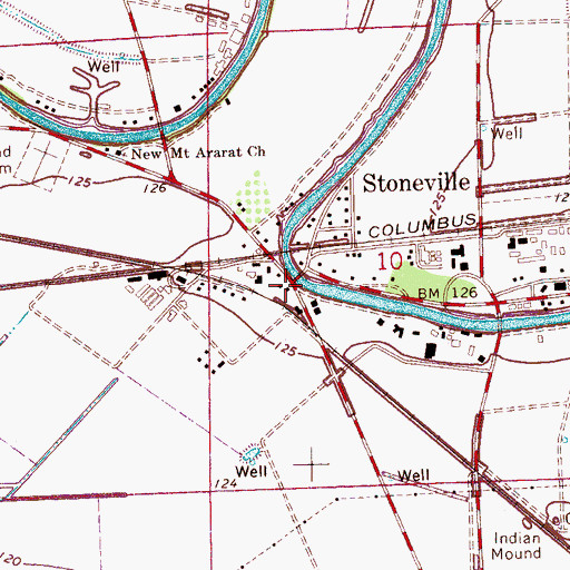 Topographic Map of Stoneville Post Office, MS