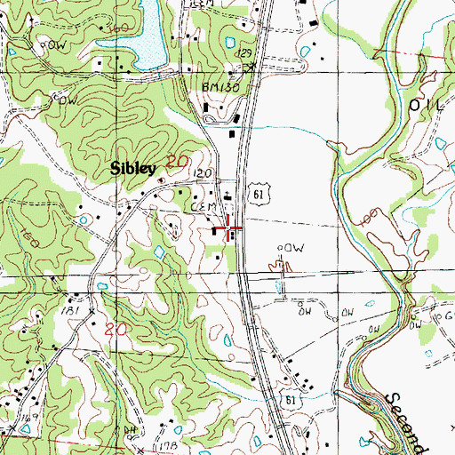 Topographic Map of Sibley Post Office, MS