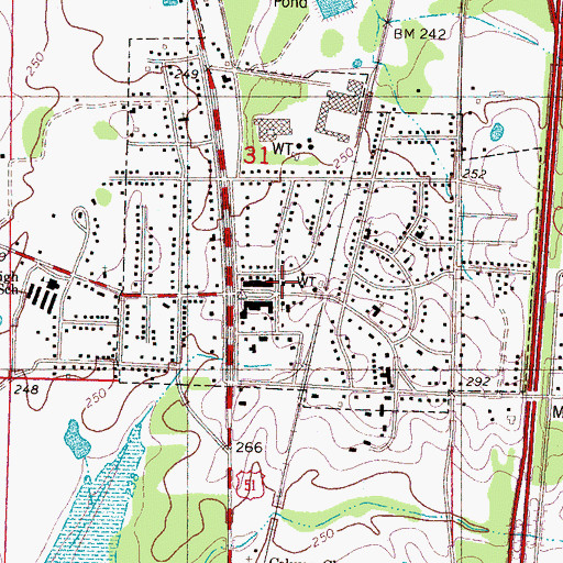 Topographic Map of Coldwater Post Office, MS