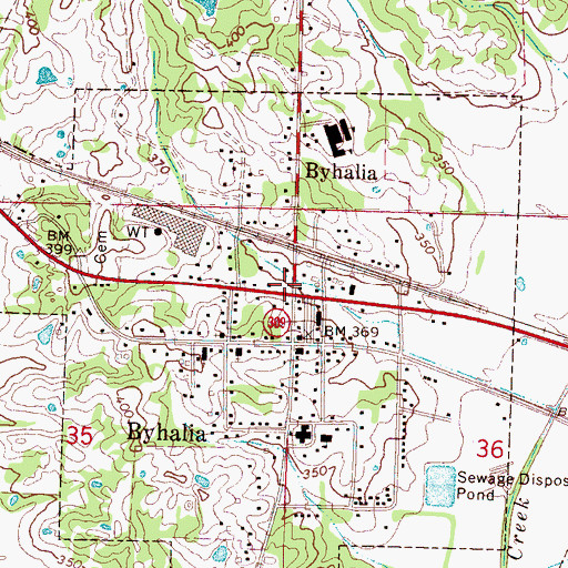 Topographic Map of Byhalia Post Office, MS
