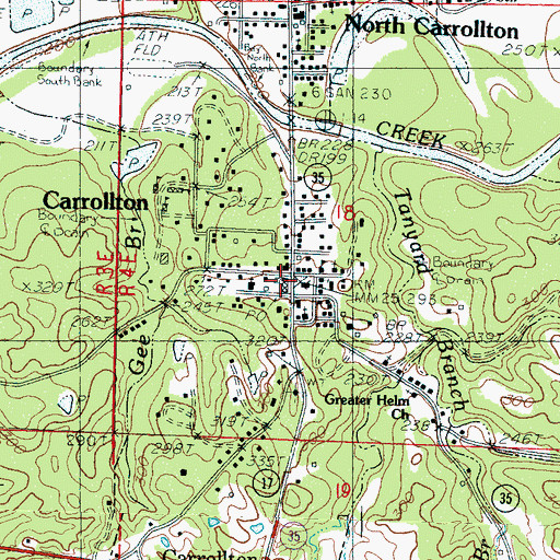 Topographic Map of Carrollton Post Office, MS
