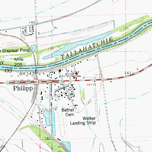 Topographic Map of Philipp Post Office, MS