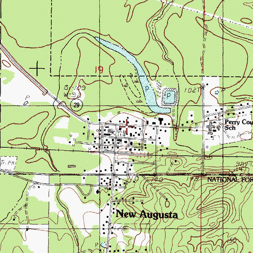 Topographic Map of New Augusta Post Office, MS
