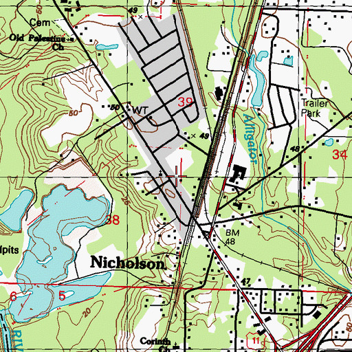 Topographic Map of Nicholson Post Office, MS