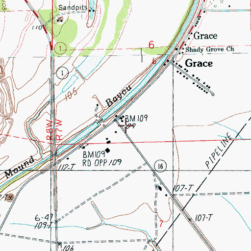 Topographic Map of Grace Post Office, MS
