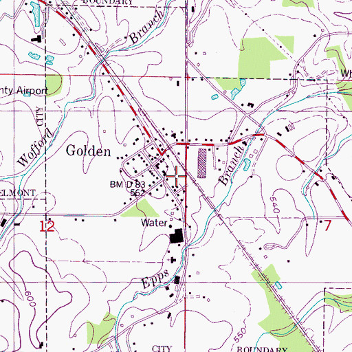 Topographic Map of Golden Post Office, MS