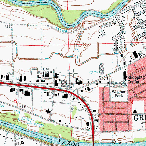 Topographic Map of Leflore Post Office, MS