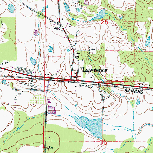 Topographic Map of Lawrence Post Office, MS