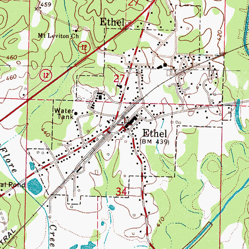 Topographic Map of Ethel Post Office, MS