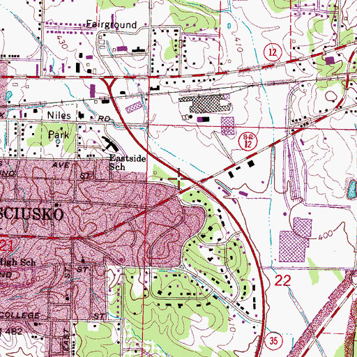 Topographic Map of Kosciusko Post Office, MS