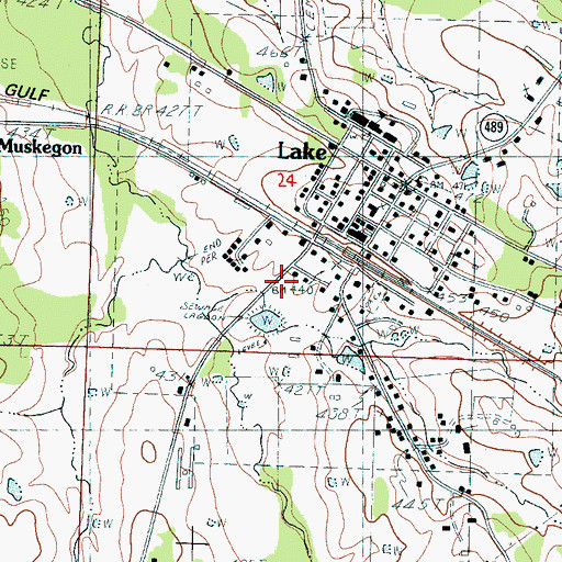 Topographic Map of Lake Post Office, MS