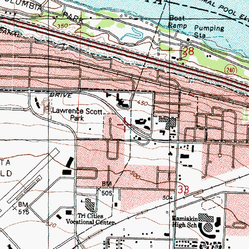 Topographic Map of Benton - Franklin Counties Juvenile Justice Center School, WA