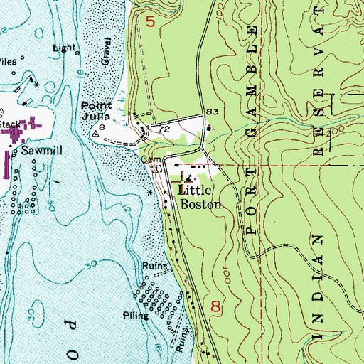 Topographic Map of Port Gamble S'Klallam Police Department, WA