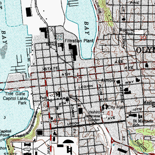 Topographic Map of Olympia Main Police Station, WA