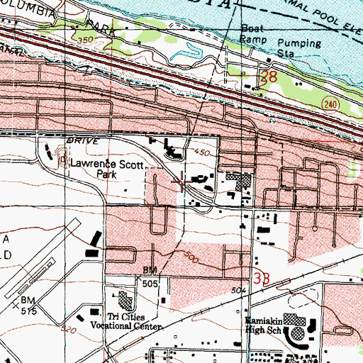 Topographic Map of Benton - Franklin Counties Juvenile Justice Center, WA