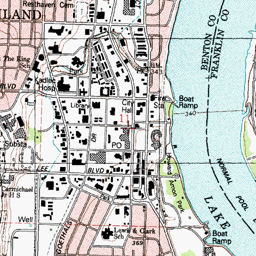 Topographic Map of Richland Police Department, WA