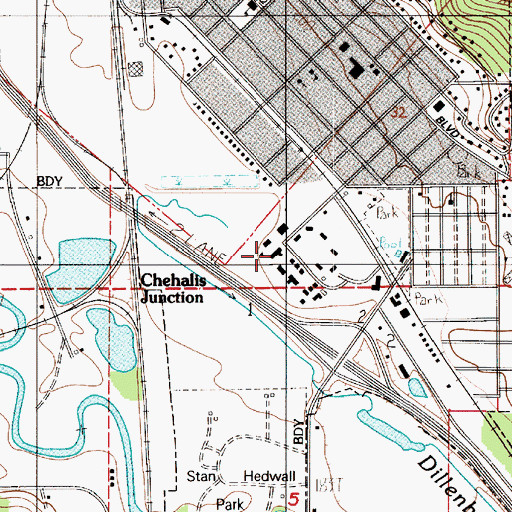 Topographic Map of Lewis County Juvenile Detention Center, WA
