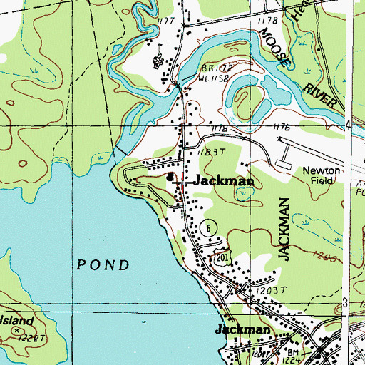 Topographic Map of Jackman Post Office, ME