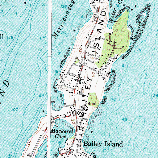 Topographic Map of Bailey Island Post Office, ME